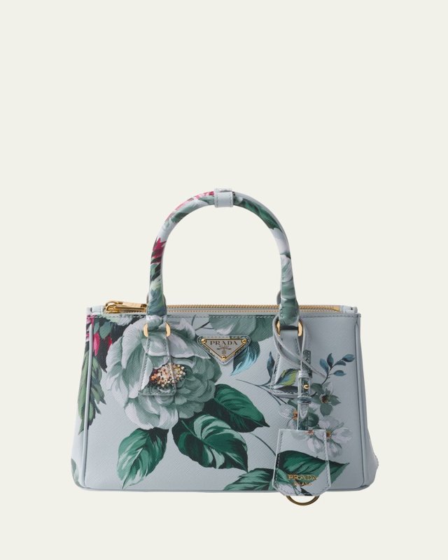 Galleria Flower-Print Leather Top-Handle Bag